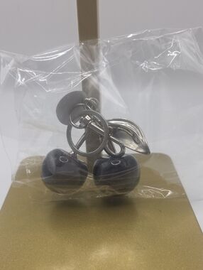 Silver Cherry Charm Keychain with Black Cherries